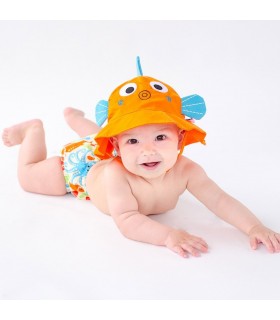 Bañador pañal y gorro con protección solar 6-12 meses Zoocchini