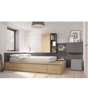 Cama modular juvenil y escritorio abatible de Ros