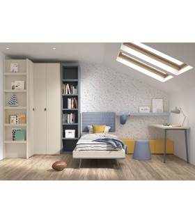 Cama juvenil con cabezal tapizado de Ros