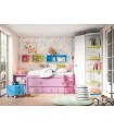 Cama compacta infantil con armario esquinero y escritorio Ros 20