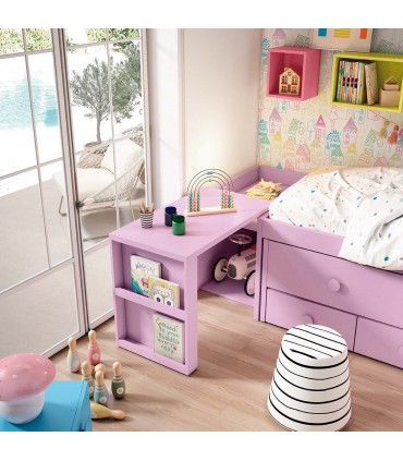 Cama compacta infantil con armario esquinero y escritorio Ros 20