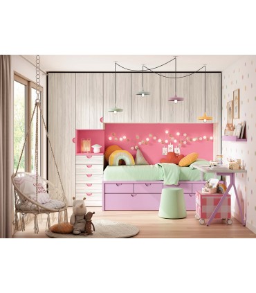 Cama nido infantil con cajones y puente Ros Composición 011