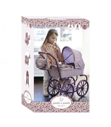 Carro de muñecas cuco ruedas grandes Cherry flores