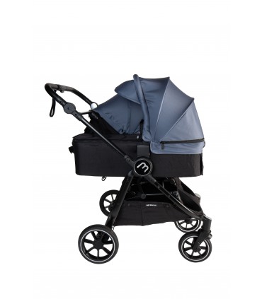 Cochecito gemelar Easy Twin 4 Negro + 1 capazo Baby Monsters