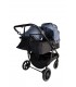 Cochecito gemelar Easy Twin 4 Negro + 1 capazo Baby Monsters